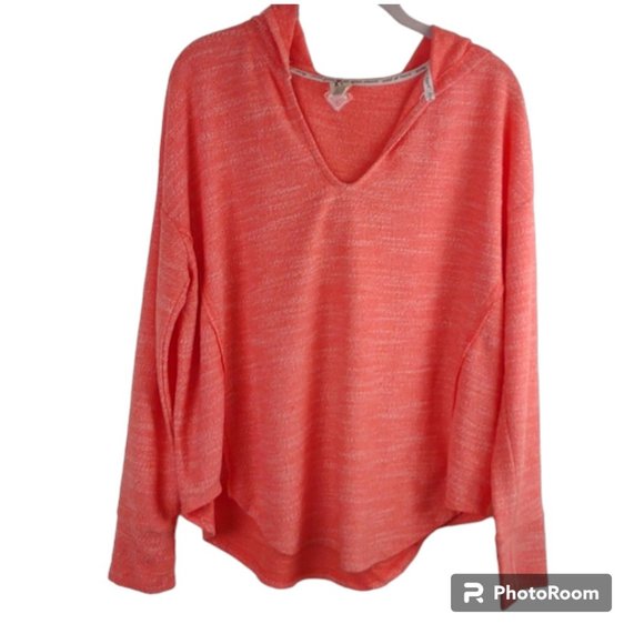 Roxy Orange Pullover LS Lightweight Knit Relaxed Fit Hoodie - Picture 1 of 10
